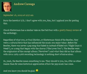 <em>My comment about the Beatles on Ron Bronson's blog</em>