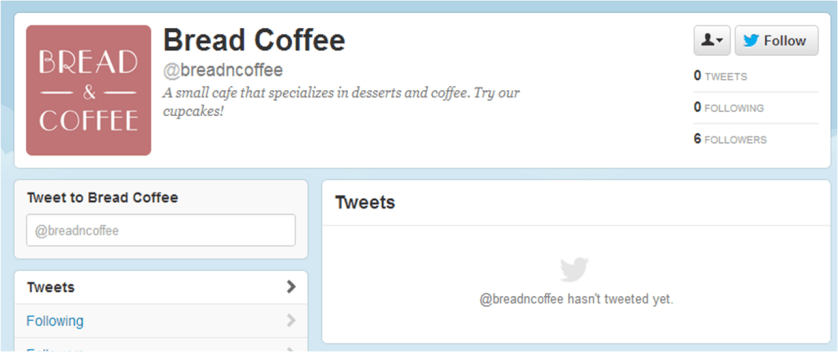 @BreadNCoffee's Twitter account, as of Saturday, Oct. 6, 2012