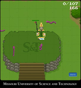 Screenshot for "St. Pat's Snake Invasion," an arcade-style game modeled after Missouri S&T's century-old tradition.