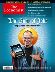 Economist cover showing Steve Jobs as a messiah figure.